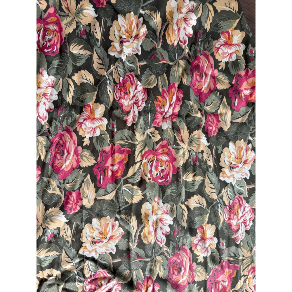 Ruff Hewn Vintage Floral Maxi Skirt Olive Green Rayon 90s Cottagecore Size 6 - Picture 5 of 9